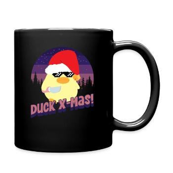 Duck X-Mas Gans - Ente mit Messer Duck with Knife - Tasse einfarbig - Schwarz - Rechts