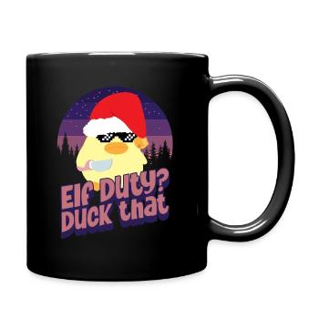 Duck Elf Duty - Ente mit Messer Duck with Knife - Full Colour Mug - black - Right