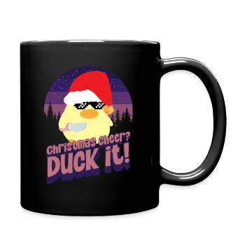 Xmas Duck it - Ente mit Messer Duck with Knife - Full Colour Mug - black - Right