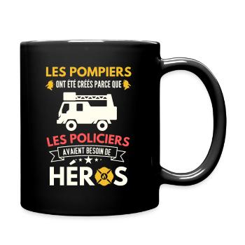 Humour pompiers et policiers - Mug uni - noir - Droite
