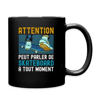 Attention Skateboard Humour Skate Fun Skater Flip - Mug uni - noir - Droite