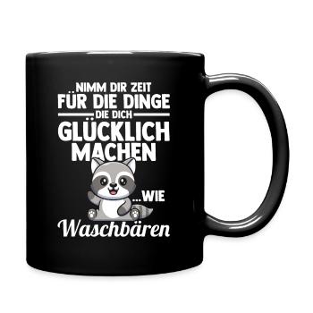 Waschbär - Tasse einfarbig - Schwarz - Rechts