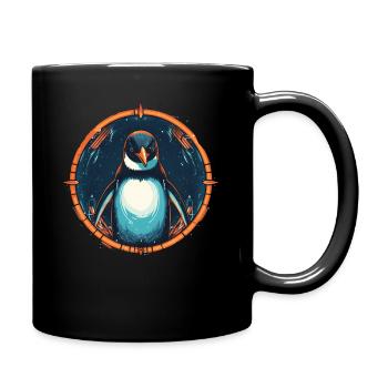 Pinguin im Ornament verschneit, liebe Pinguine - Tasse einfarbig - Schwarz - Rechts