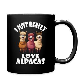 I just really love Alpacas - Tasse einfarbig - Schwarz - Rechts