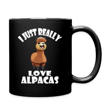 Alpaka I just really love Alpacas - Tasse einfarbig - Schwarz - Rechts