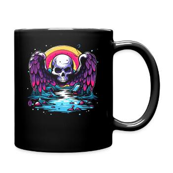 Der Totenkopf Geier besucht das ländliche Camping - Tasse einfarbig - Schwarz - Rechts