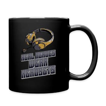 Les vrais héros portent des casques Funny Gamer Boys & Kids - Mug uni - noir - Droite