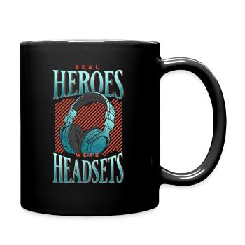 Les vrais héros portent des casques Funny Gamer Boys & Kids - Mug uni - noir - Droite