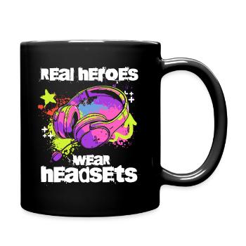 Les vrais héros portent des casques Funny Gamer Boys & Kids - Mug uni - noir - Droite