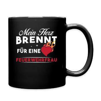 Mein Herz brennt für eine Feuerwehrfrau - Tasse einfarbig - Schwarz - Rechts