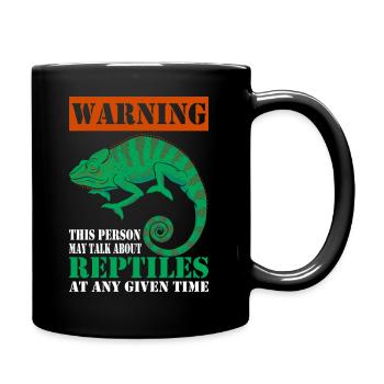 Avertissement : Cette personne parle peut-être de reptiles - Mug uni - noir - Droite