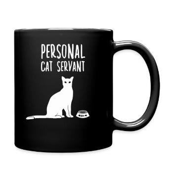 Lustige Katzenbesitzer Geschenk Katzen Sklave - Tasse einfarbig - Schwarz - Rechts