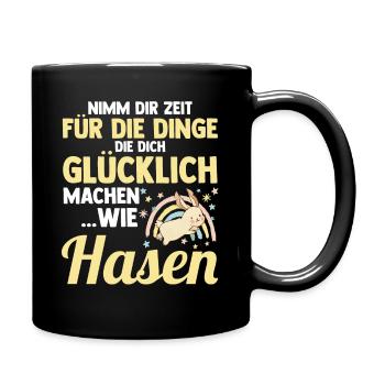 Kaninchen Hase - Tasse einfarbig - Schwarz - Rechts