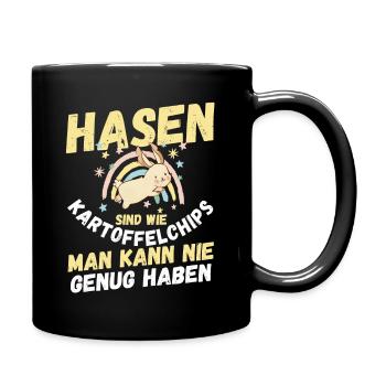 Kaninchen Hase - Tasse einfarbig - Schwarz - Rechts