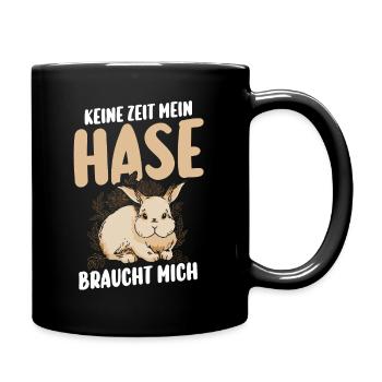 Kaninchen Hase - Tasse einfarbig - Schwarz - Rechts