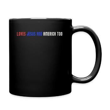 Loves Jesus and America Too God Christian - Full Colour Mug - black - Right