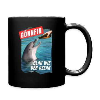 Gönnfin Blau wie der Ozean lustiges Party Design - Tasse einfarbig - Schwarz - Rechts