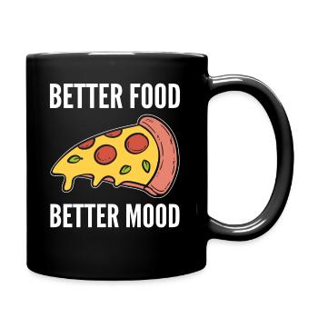 Pizza Stück Pizzabäcker - Tasse einfarbig - Schwarz - Rechts