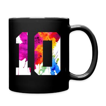 NUMMER 10 JAHRE ALT 10. GEBURTSTAG - Tasse einfarbig - Schwarz - Rechts