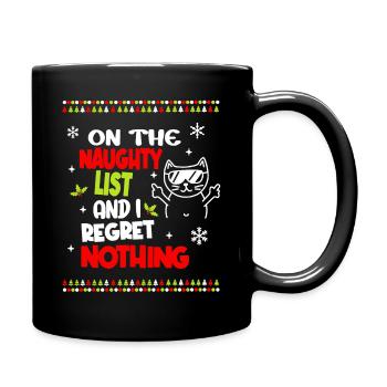 Freche Katze Weihnachten lustig Weihnachtsoutfit - Tasse einfarbig - Schwarz - Rechts