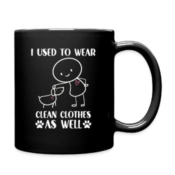 Niedliches Strichmännchen Hundehalter Hunde - Tasse einfarbig - Schwarz - Rechts