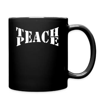 Teach Peace Word Game Groovy Hippie Teacher - Tasse einfarbig - Schwarz - Rechts