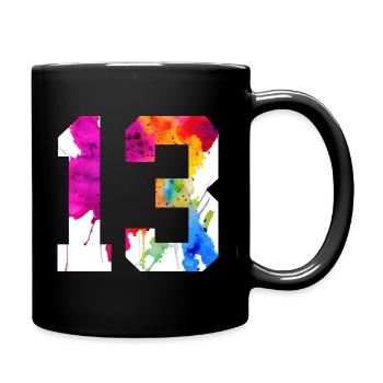NUMBER 13 YEARS OLD 13TH BIRTHDAY - Full Colour Mug - black - Right