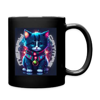 Merry Catmas - Tasse einfarbig - Schwarz - Rechts