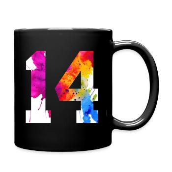 NUMBER 14 YEARS OLD 14TH BIRTHDAY - Full Colour Mug - black - Right