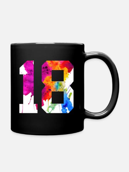 NUMBER 18 YEARS OLD 18TH BIRTHDAY - Full Colour Mug - black