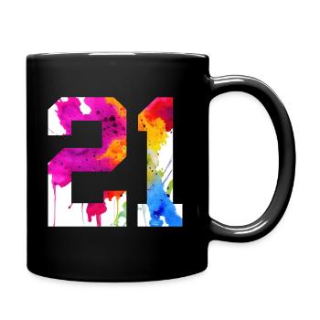 NUMMER 21 JAHRE ALT 21. GEBURTSTAG - Tasse einfarbig - Schwarz - Rechts