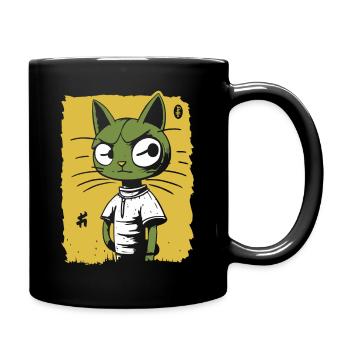 Un chat de dessin animé suspect - Mug uni - noir - Droite