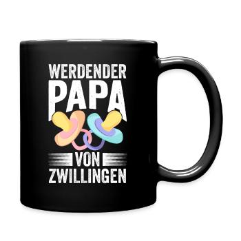 Vater Papa von Zwillingen Zwillingspapa - Tasse einfarbig - Schwarz - Rechts