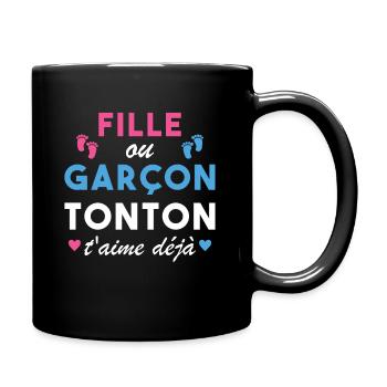 Fille ou Garçon Annonce Bébé Tonton T'aime Déjà - Mug uni - noir - Droite