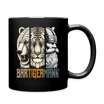 Bärtigermann Bär Tiger Mann Geschenk Bart - Tasse einfarbig - Schwarz - Rechts