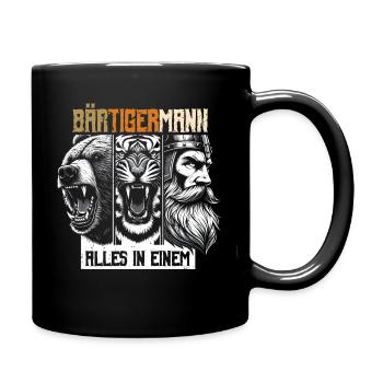 Bärtigermann Bär Tiger Mann Geschenk Bart - Tasse einfarbig - Schwarz - Rechts
