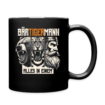 Bärtigermann Bär Tiger Mann Geschenk Bart - Tasse einfarbig - Schwarz - Rechts