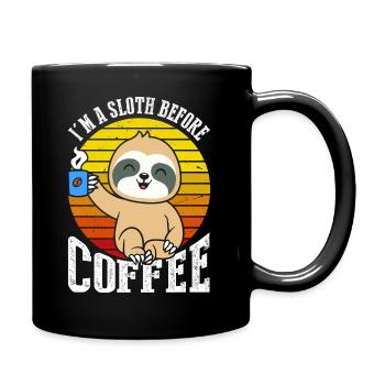 Ich Bin Ein Faultier Vor Dem Kaffee Im Retro - Tasse einfarbig - Schwarz - Rechts