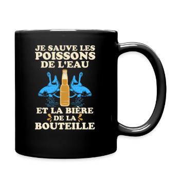 Sauver le poisson et la bière humour pêche - Mug uni - noir - Droite