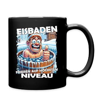 Eisbaden Winterbaden Lustig - Tasse einfarbig - Schwarz - Rechts