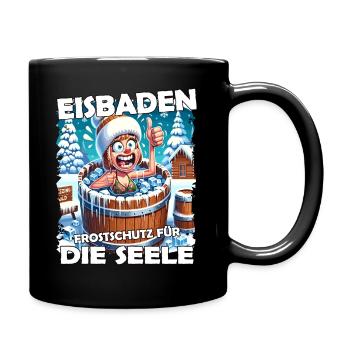 Eisbaden Winterbaden Lustig - Tasse einfarbig - Schwarz - Rechts