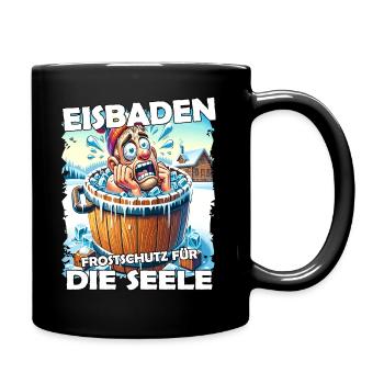 Eisbaden Winterbaden Lustig - Tasse einfarbig - Schwarz - Rechts