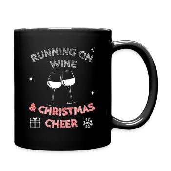 Running On Wine And Christmas Cheer Funny Festive - Full Colour Mug - black - Right