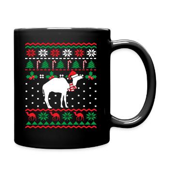 Weihnachtskamel Mit Weihnachtsmütze Wüstentier - Tasse einfarbig - Schwarz - Rechts