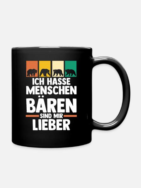 Braunbär Bär - Tasse einfarbig - Schwarz