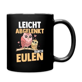 Leicht Abgelenkt Durch Eulen - Tasse einfarbig - Schwarz - Rechts