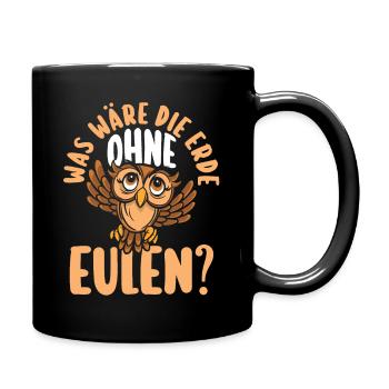 Eulen - Tasse einfarbig - Schwarz - Rechts