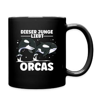 Dieser Junge Liebt Orcas Wal Fische Ozeane Orcafan - Tasse einfarbig - Schwarz - Rechts