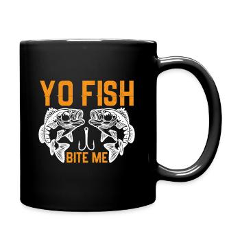 Yo, Fisch, Beiß Mich - Tasse einfarbig - Schwarz - Rechts