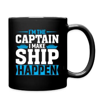Ich Bin Der Kapitän, Ich Bringe Das Schiff Zum Lau - Tasse einfarbig - Schwarz - Rechts